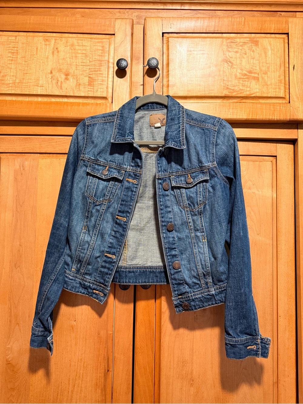 American Eagle Women's Classic Blue Denim Jacket - Casual Jean Coat